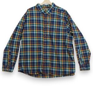 Duluth‎ Trading Co Mens 2XL Plaid Long Sleeve Button Down Shirt Cotton Blend